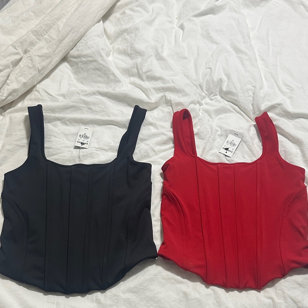 Black and red corset tops